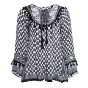 Dodo Bar Or Cotton Boho Tassel Top $395 Small